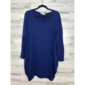 Bryn Walker Women's M navy blue long sleeve mini shirt dress fall winter boots